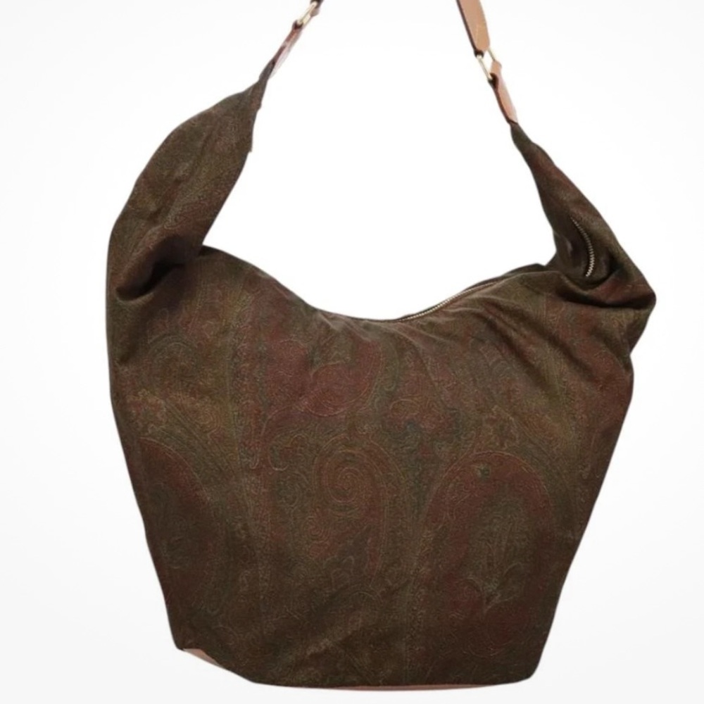 Etro Canvas leather Paisley Brown Hobo Bag